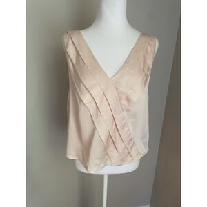 VTG 90s Fantasies Morgan Taylor Women L 100% Silk‎ Coquette Pink Camisole Tank